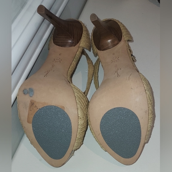 Report Signature Lucie 2 Raffia Straw Platform Sandals/Heels New with Flaws - Picture 6 of 9